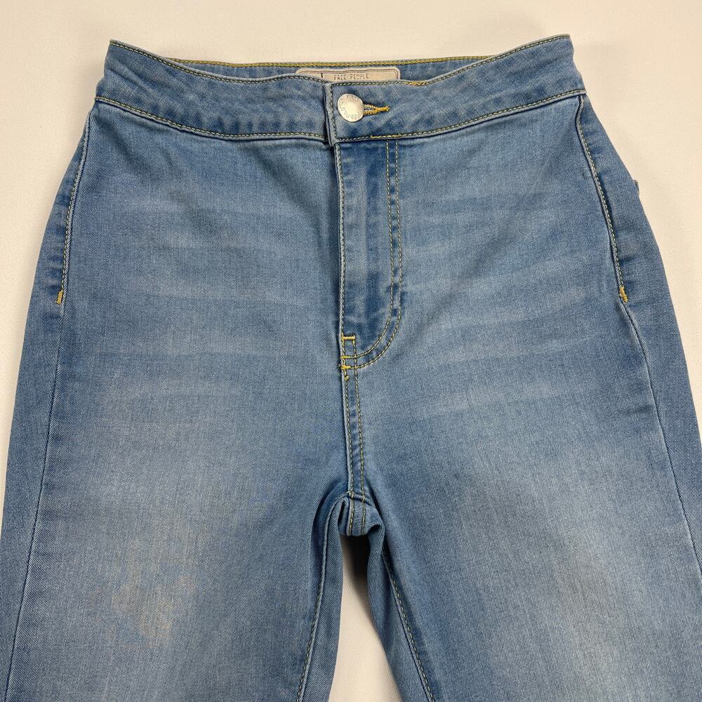 Free People Just Float On Super Flare Mid Rise Jeans Sea Mist Light Wash Size 24 - Picture 5 of 13